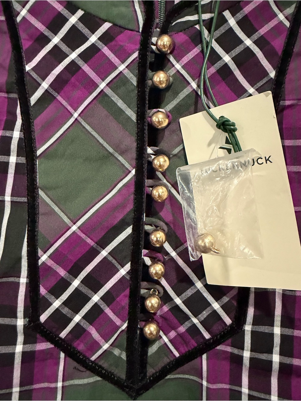 Tuckernuck Green and Purple Plaid Midi Dress - Picture 3 of 6